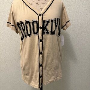 NWT Brooklyn Beige Baseball Cotton Jersey